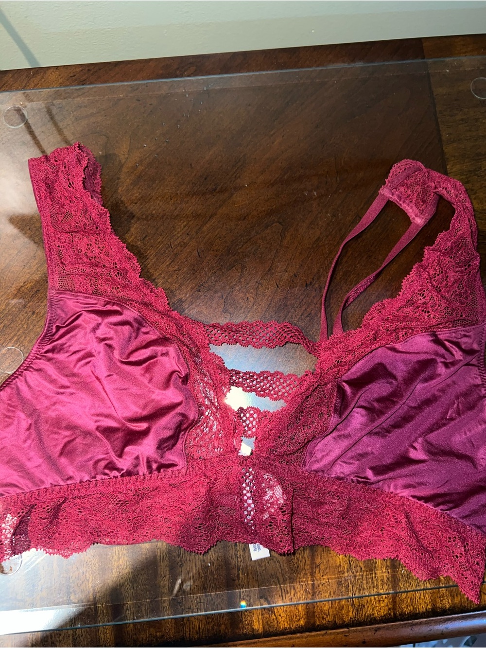 Victoria's Secret Satin & Lace Bralette in Deep Raspberry